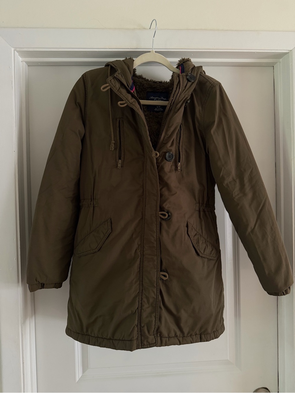 American Eagle Outfitters Olive Green Hooded Parka Coat